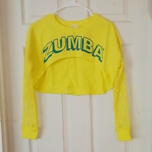 Zumba Yellow Crop Top with Mesh Sleeves